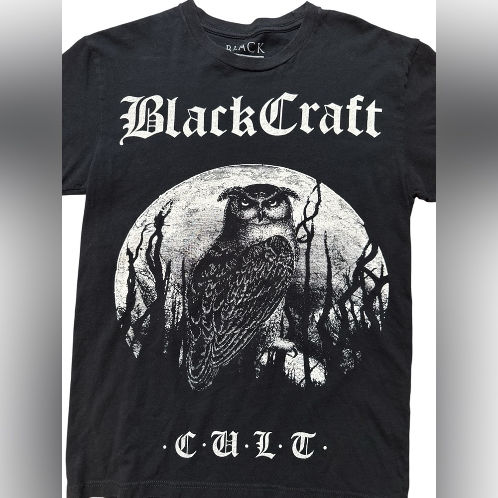 Black Craft Cult Men’s Unisex T-Shirt Size Small Owl Moon Shirt Witchcraft